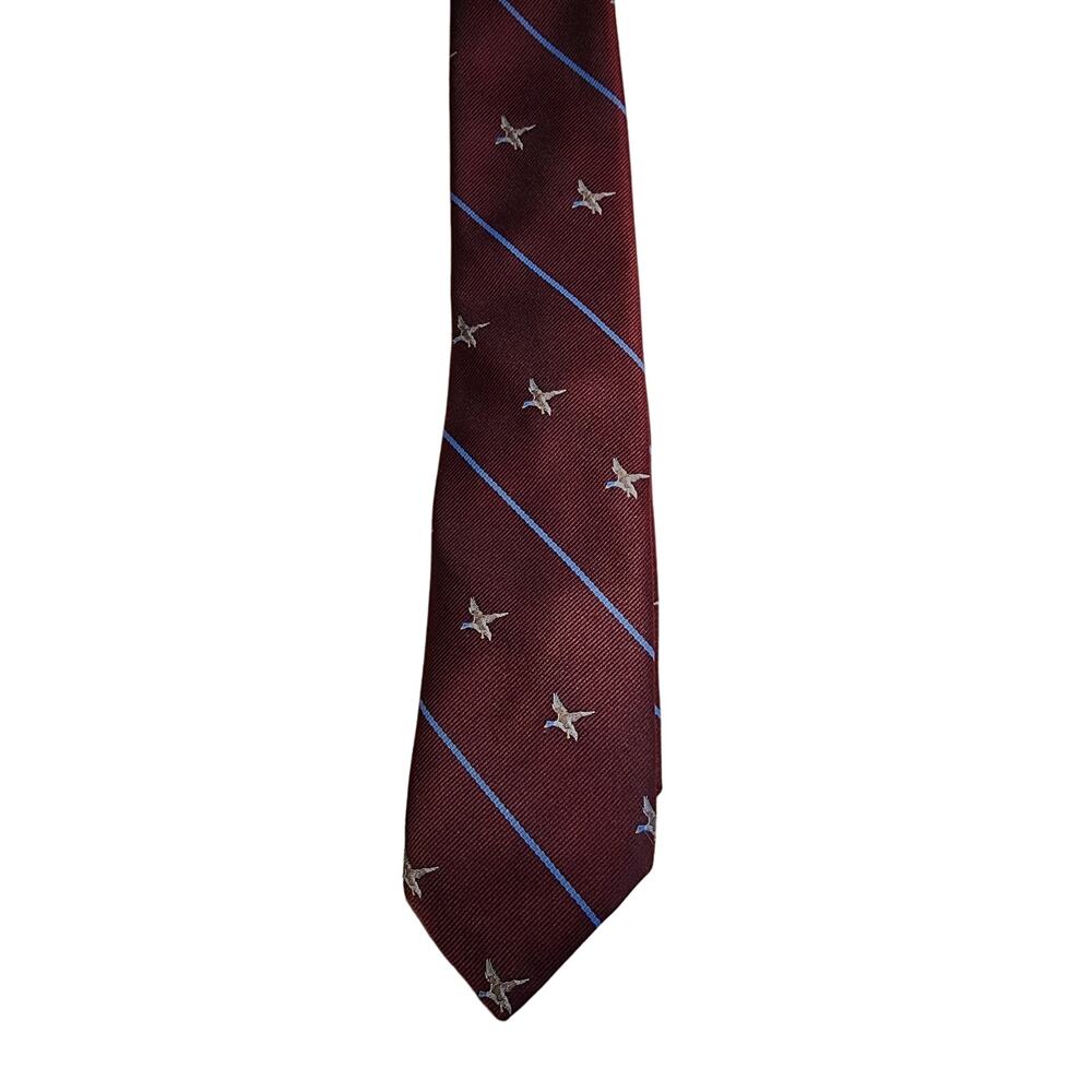 Men's Neck Tie Vintage‎ Sears The Men's Store Burgandy Ducks  100% Polyester